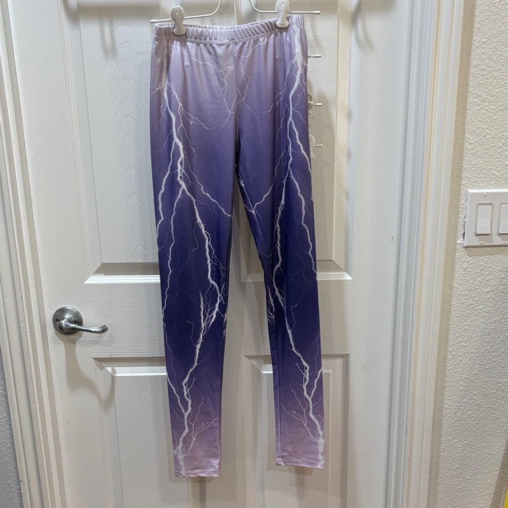 Purple Lightning Print Leggings